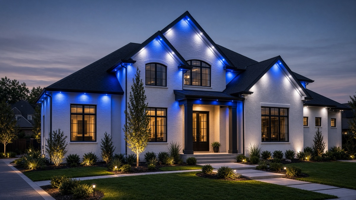 Home lit in team blue and white for game night